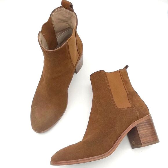 Banana Republic Suede Block Heel Chelsea Boot Whiskey Brown Suede Women’s Size 7 - Picture 12 of 16